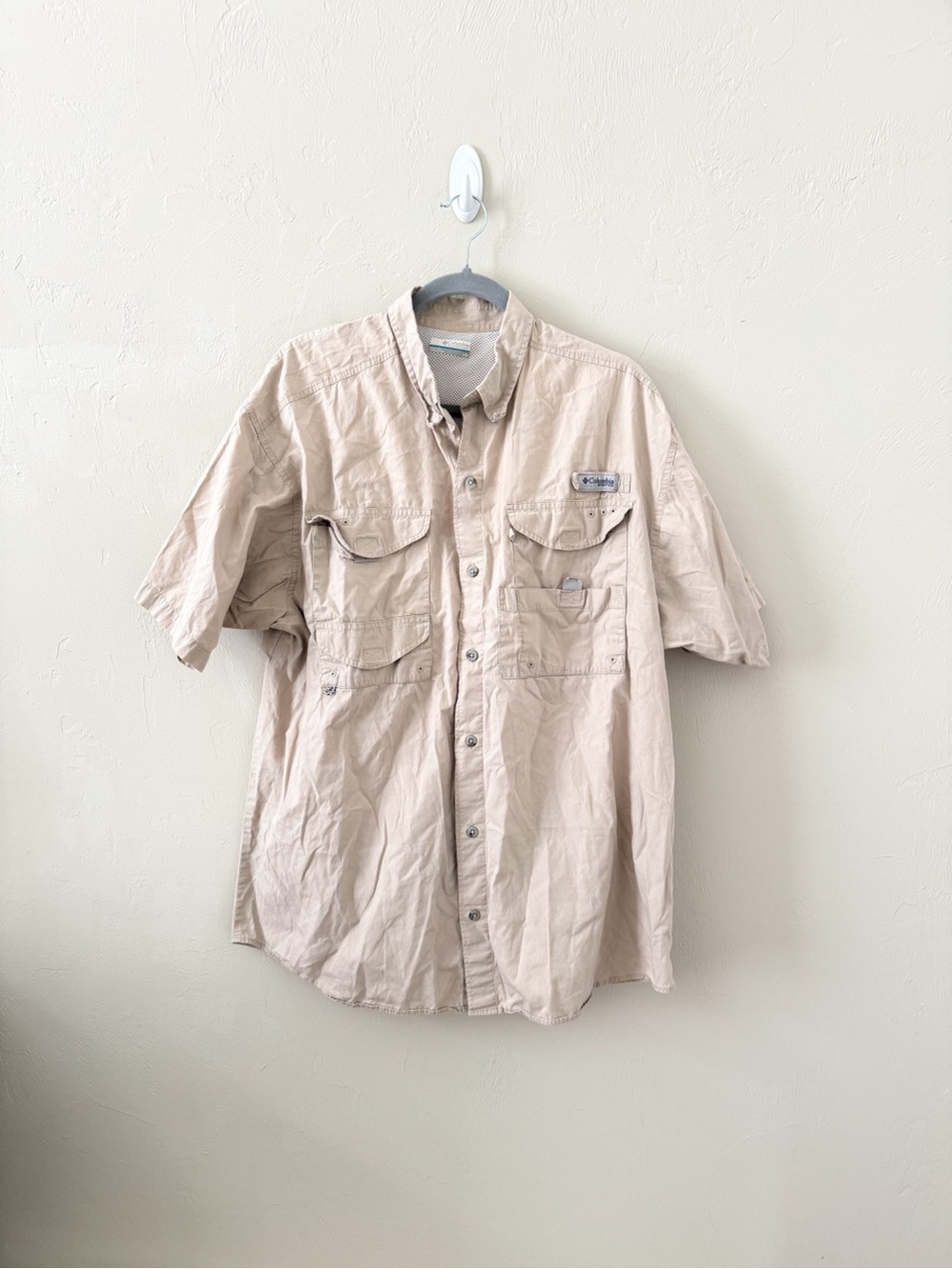 Columbia Short-Sleeve Tan Performance Fishing PFG Shirt